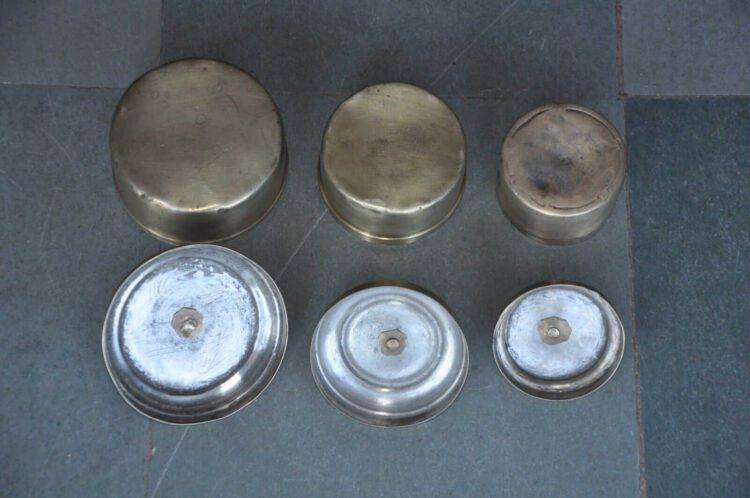 Vintage Brass Round Boxes - Set of 3 - Purana Darwaza