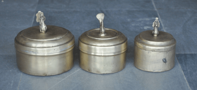 Vintage Brass Round Boxes - Set of 3 - Purana Darwaza