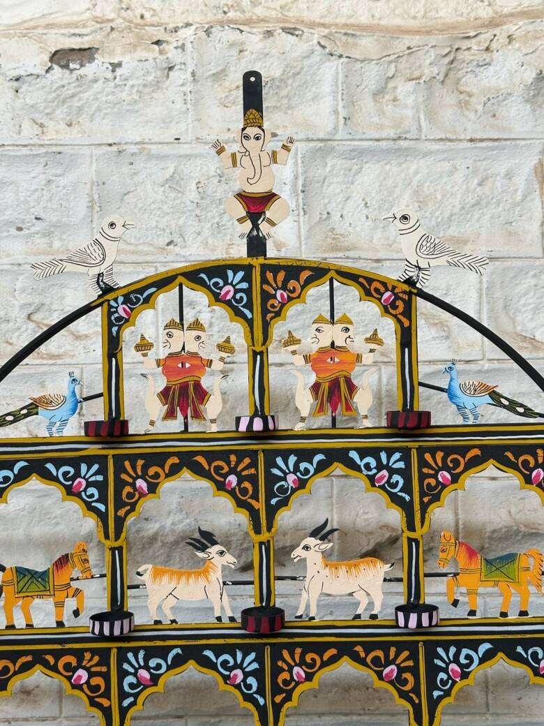 Round Indian Iron Tribal Toran Lamp - Purana Darwaza