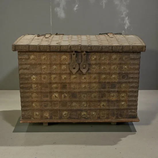 Masaan Exclusive Antique Indian Wooden and Brass Trunk Box